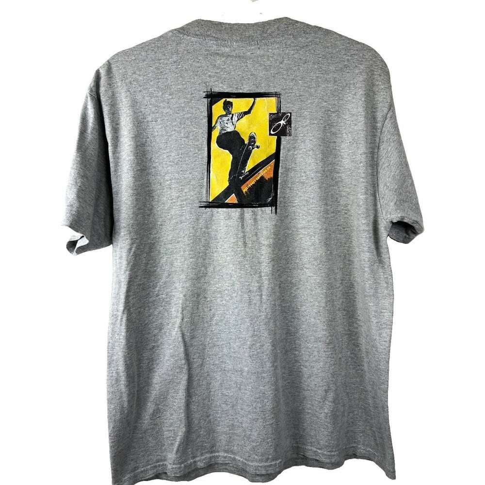 Vintage 90s OP Gray Skateboard Retro Graphic Logo T-Shirt M Cotton Blend Knit